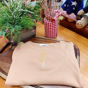 Beige Ribbed Long-Sleeve Top